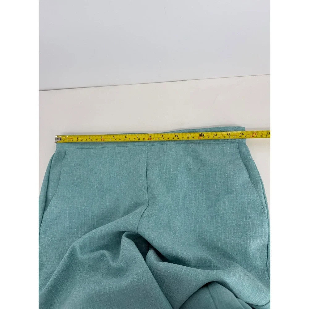 Alfred Dunner Womens Sz 10 Seafoam Green Textured Pull On Straight Leg Pants